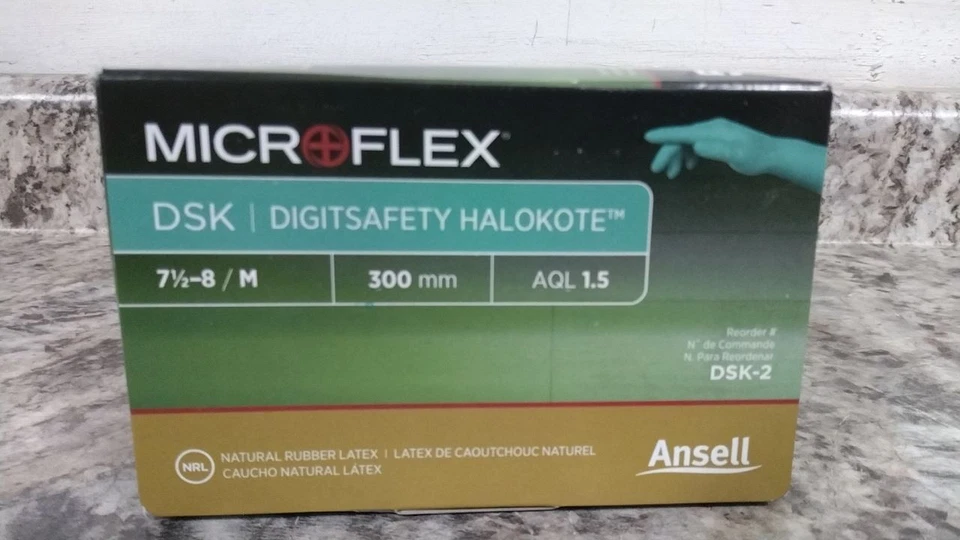 Guantes de examen médico de látex desechables Microflex DSK-2 500 Pk talla M Foto 4 de 4