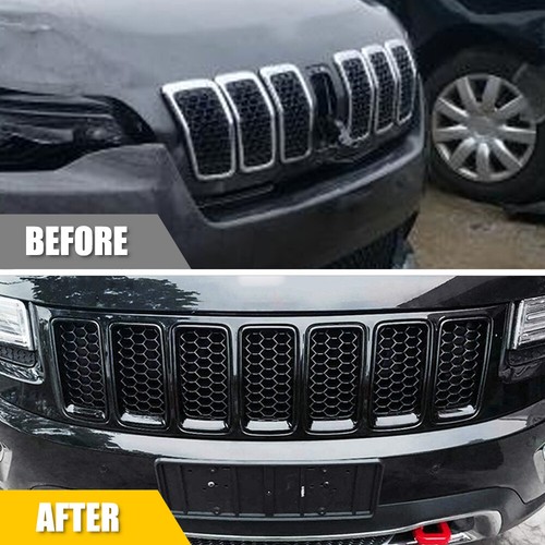 Kit de inserción de rejilla de malla negra cubierta de parrilla delantera para Jeep Grand Cherokee 2014-2016 - Imagen 7 de 14