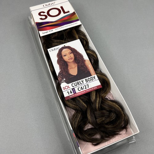 14” SOL Curly Body #4/27 Brown & Honey SOL Synthetic Blend Hair Extensions
