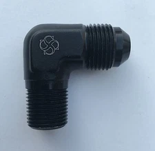 X593 -4AN Flare 90 Degree 1/8 NPT Fitting Male Union BLACK