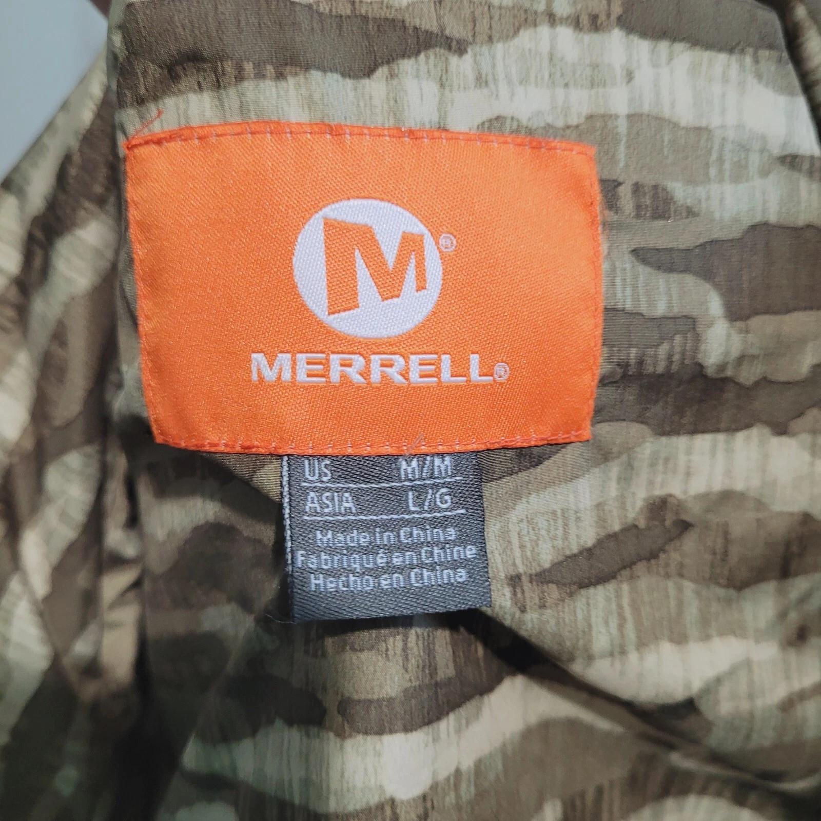 merrell puffer snap button pockets collar ribbed jacket
