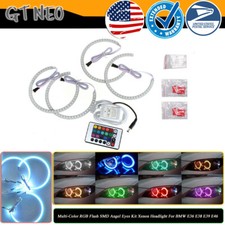 Multi-color Rgb Flash Smd Angel Eyes Kit Xenon Headlight For Bmw E36 E38 E39 E46
