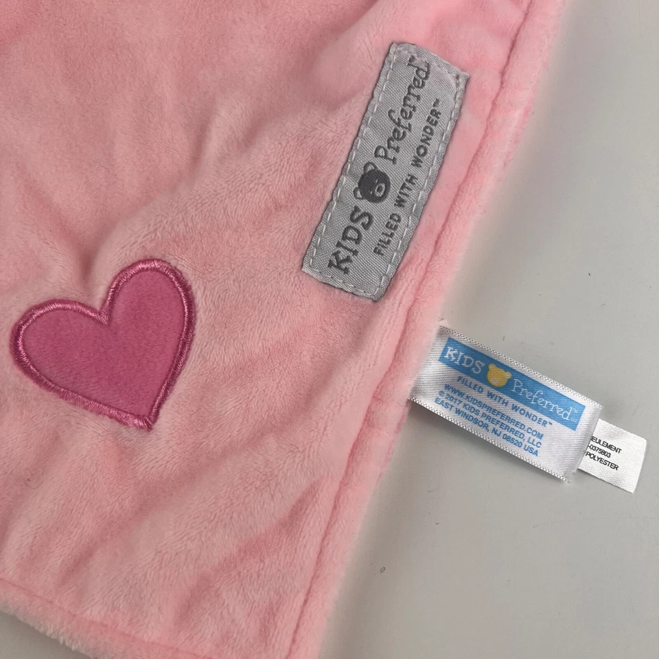 Manta de seguridad de oso de peluche rosa preferido para niños Lovey Heart llena de maravilla Foto 3 de 4