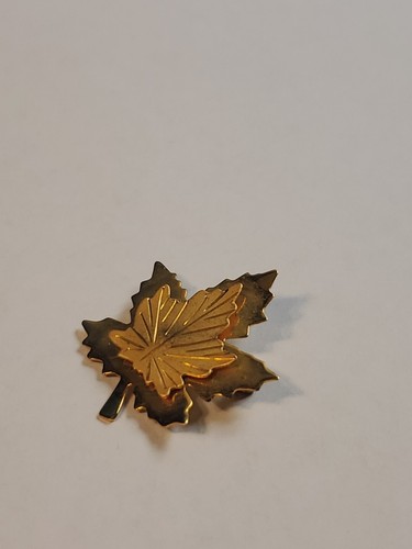 Vintage BOND BOYD Gold Filled Double Maple Leaf Brooch Pin Canada Signed - Picture 3 of 24