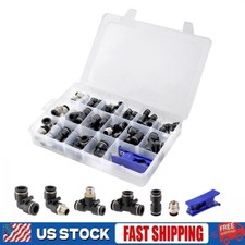 52 Quick Connect Air Hose Fitting Kit 1/4" 3/8" 1/2" Push to Connect Industrial