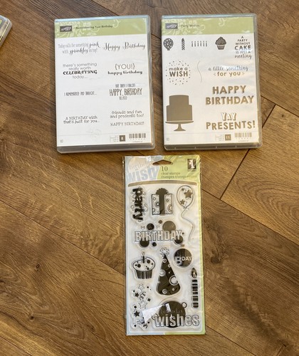Stampin' Up REMEMBERING YOUR BIRTHDAY And Party Wishes cling stamp set