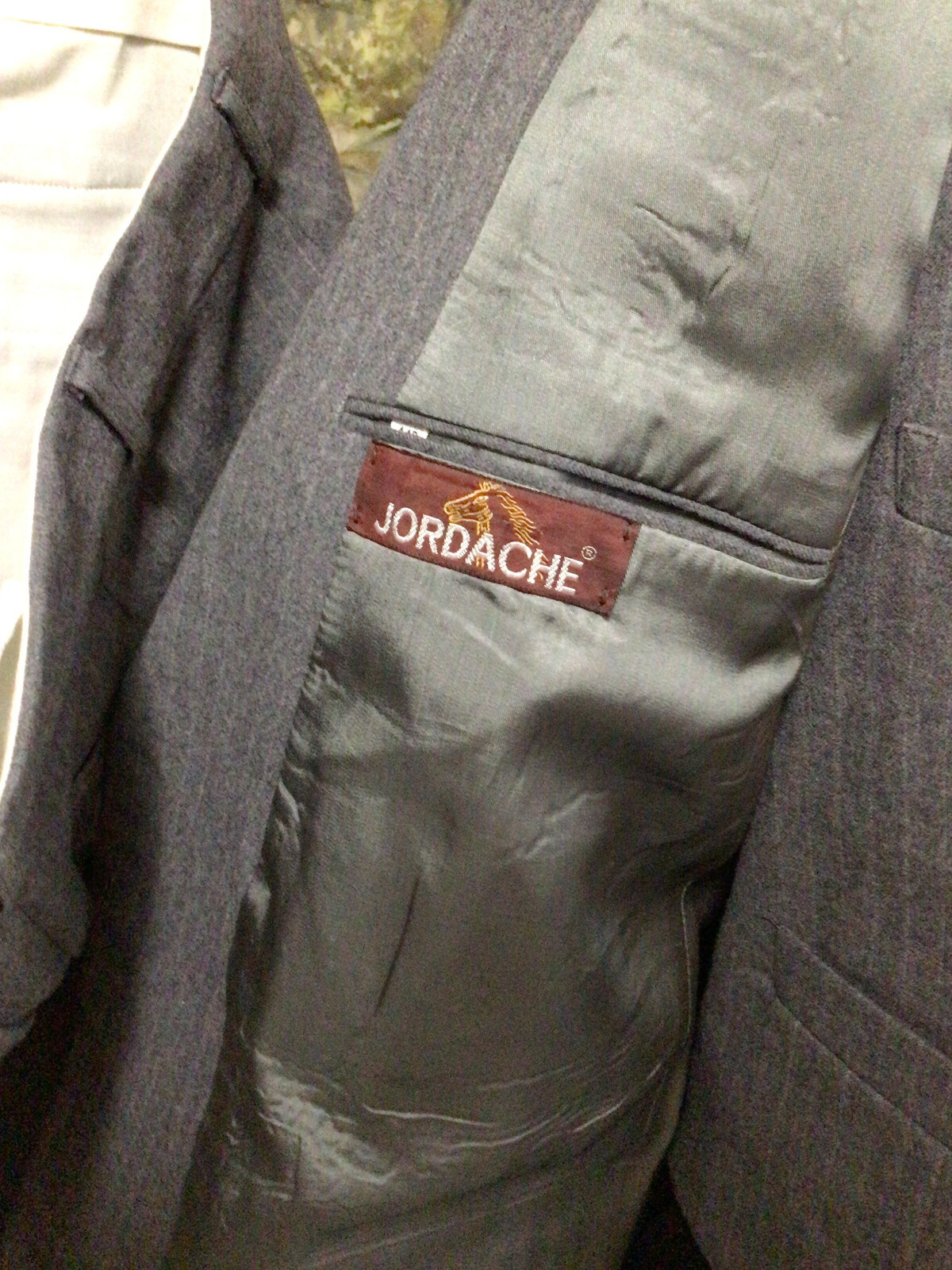 VINTAGE JORDACHE MENS GRAY PINSTRIPE 3 PIECE SUIT 100% WOOL 42R  PANTS 36x30