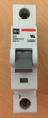 Cutler-Hammer WMS1C01 Circuit Breaker 1A 1-Pole C-Curve 240V