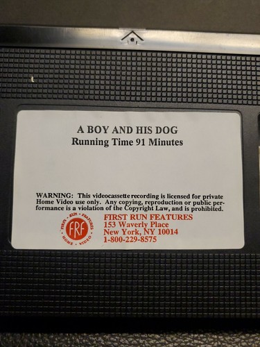 A Boy and His Dog VHS Sci Fi Horror Media Video 1987 LQ Jones First Run Features - Picture 12 of 12