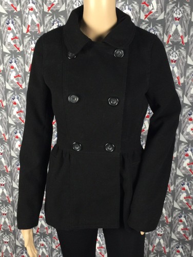 NWOT Hu0026M Divided Women's Black Peacoat Jacket Winter Double Breasted Size 4  | eBay