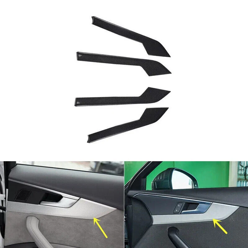 For Audi RS4 2019-2024 RHD Plastic Carbon Fiber Interior Door Trims Stickers - Image 4 of 4