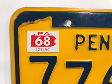 1968 Pennsylvania License Plate Registration Sticker, YOM, PA, Tag