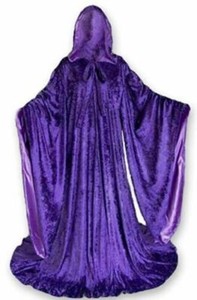 Purpl Robe Velvet Wizard Sleeves Cloak Lined Halloween Hooded Medieval ...