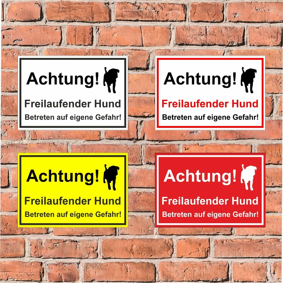 BAUER-SCHILDER Schild Hund Achtung Freilaufender Hund Betreten auf eigene Gefahr - in 4 Größen