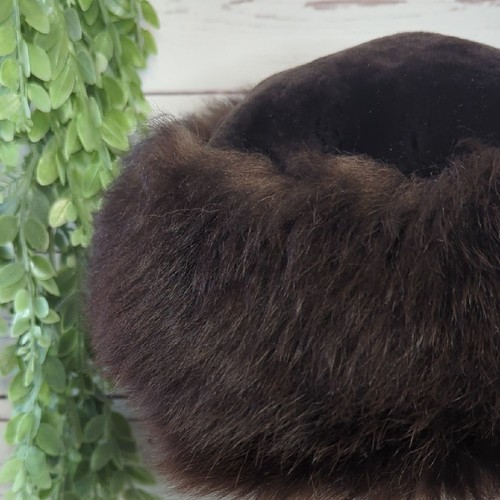 Vintage Fur Luxurious Black Brown Pill Box Hat Russian Style Tuscan Lamb ITALY - Picture 3 of 12