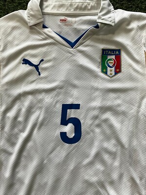Puma Italy Men's Away Jersey 2010 Legend Cannavaro #5 - White | eBay