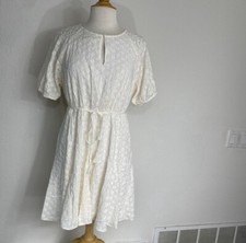 NWT New Madewell Women's Cream Embroidered Eyelet Mini Dress Size 10 Cottagecore