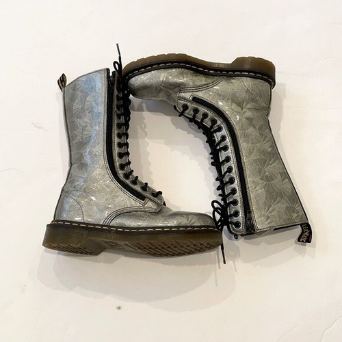 Dr. Martens 9733 Silver jewel 2 zip patent leather rare 14 eye boots 6 |  eBay