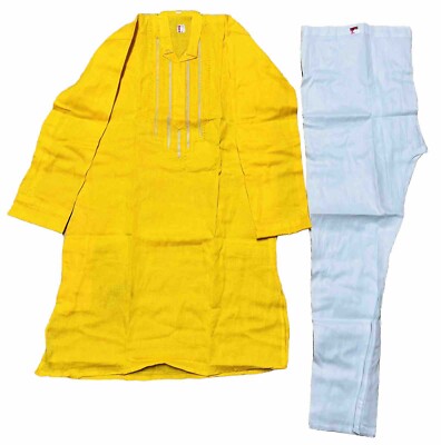 Boy SM Sz38 Indian Pakistan 14 yr Kurta pajama Bollywood Yellow