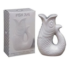 Image of Lesser & Pavey Fish Jug Vase 20cm Grey Ceramic LP75070 Ornament Holder NEW