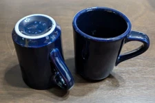 Vintage HLC Homer Laughlin China, Two Dark Cobalt Blue Ceramic 8oz Coffee Mugs