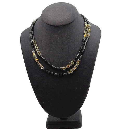 Handcrafted Art Glass Splatter Bead w Black Silver Tone ID Badge Holder Necklace - Picture 4 of 23