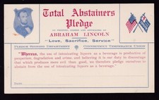 PROHIBTION, TOTAL ABSTAINERS PLEDGE, CONNECTICUT TEMPERANCE UNION, 1920's