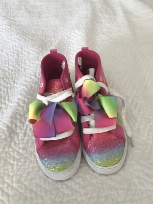 Jojo Girls RAINBOW SNEAKERS High Top Size Siwa Glitter Lace Nickelodeon 