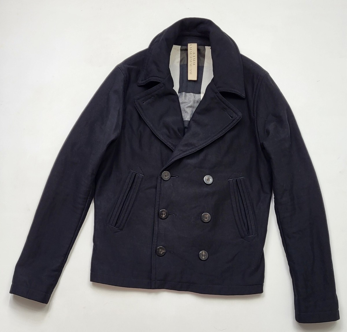 BURBERRY BRIT ネイビー ピーコート メンズ Burberry Brit Peacoat MARINE coat jacket Men's Size M | eBay