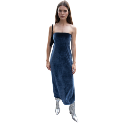 sachin and babi light blue dress Slit Hem Random Floral Print Off Shoulder Casual Midi Dress – Alexnld.com