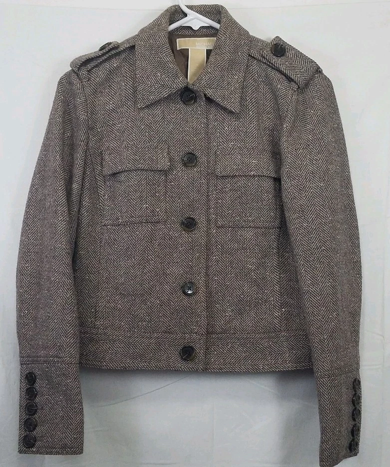 Michael Kors Women s 4P Military Style Button Front Coat Blazer