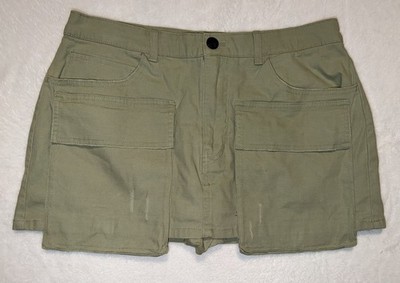KBB by KAHLANA Cargo Mini Skirt Built-in Shorts or Skort Olive Green Size 8