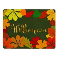 Willkommen Herbst Metallschild XL In 21X28 Cm Mit Laubkranz