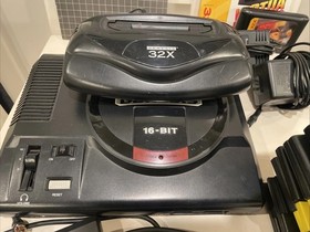 Sega Genesis 1601 Console System, 32X Adapter, 9 Games,Controller, Manual Cables