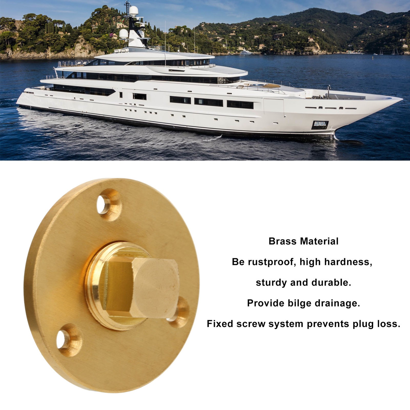 2 Inch Brass Boat Drain Plug For Marine Yacht Bilge Drainage Easy To Use