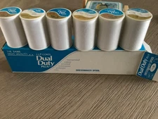 J&P Coats & Clark Dual Duty Plus All Purpose Thread 475 yds. 6 Spools WHITE
