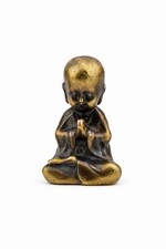 Mini Brass Buddha Statue Small Meditation Figurine 1.4cm Gold Tone Gift Pray