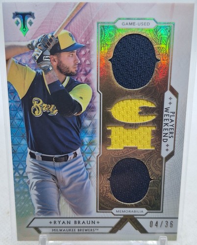 RYAN BRAUN 2018 TOPPS TRIPLE THREADS GAME USED RELIC PLAYERS WEEKEND #04/36