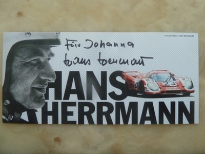 Hans Herrmann   2026   Motorsport, Autogrammkarte (mit Widmung) 10x21cm