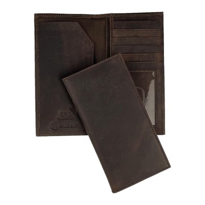 Sprocket Leather Slim Long Wallet for Men and One-Size, Cazy Horse Brown