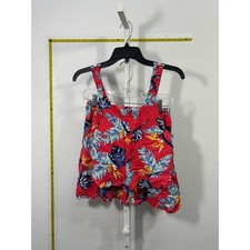 Roxy Womens 2 Piece Set Red Tropical Floral Crop Top Mini Skirt XS