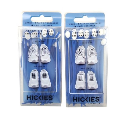 Hickies Blue & White Lacing System Elastic Tieless Unisex One Size Lot of 2