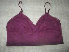 Victoria's Secret Purple MEDIUM Lace Bralette Unlined Lounge Bra Wirefree