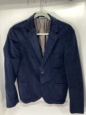 Frank & Oak Corduroy Blazer Sport Coat Men Sz 40 Navy Blue 2 Button Laurier Fit