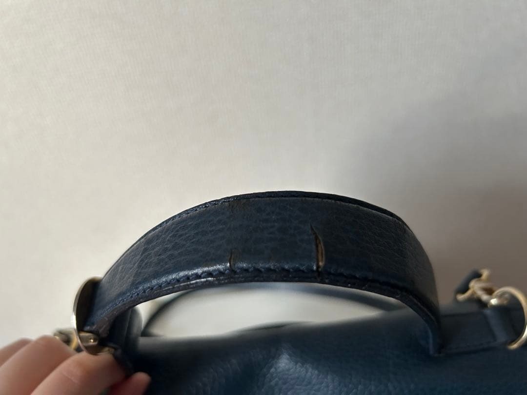 Auth Christian Dior Bag Flap Handbag Vintage Navy Leather Crossbody Women's thumbnail 11