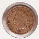 US Rare Old West 1907 Indian Head Penny Coin American Collection Shield Cent USA