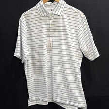 Fairway & Greene Faxon Thistle Blue Stripe Men Large Golf Polo Shirt NEW NWT