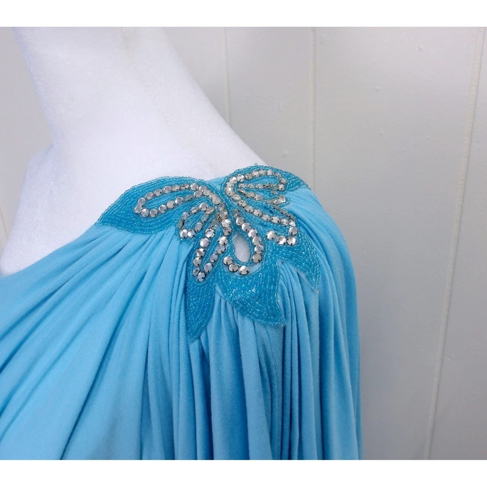 Vestido SKY Cortina Un Hombro Acento Estrás Cóctel Fiesta Talla S/#9019 Foto 3 de 4