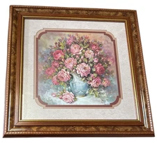 Home Interiors And Gifts Flower Picture Rare Discontinued Painting Signed 18x 18
