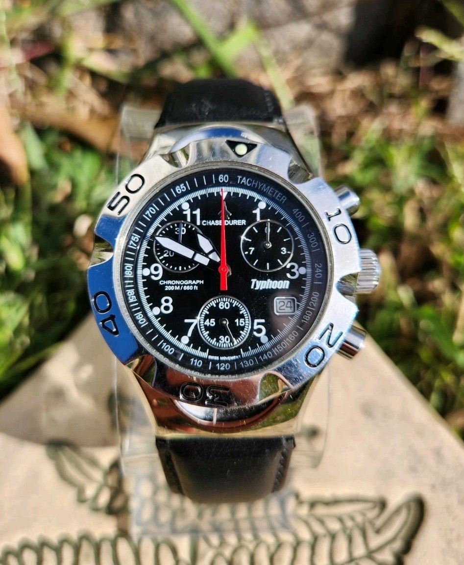 Chase Durer Typhoon Chronograph 01860-04-6 Black 39mm Men's Watch ETA G10.711!!!